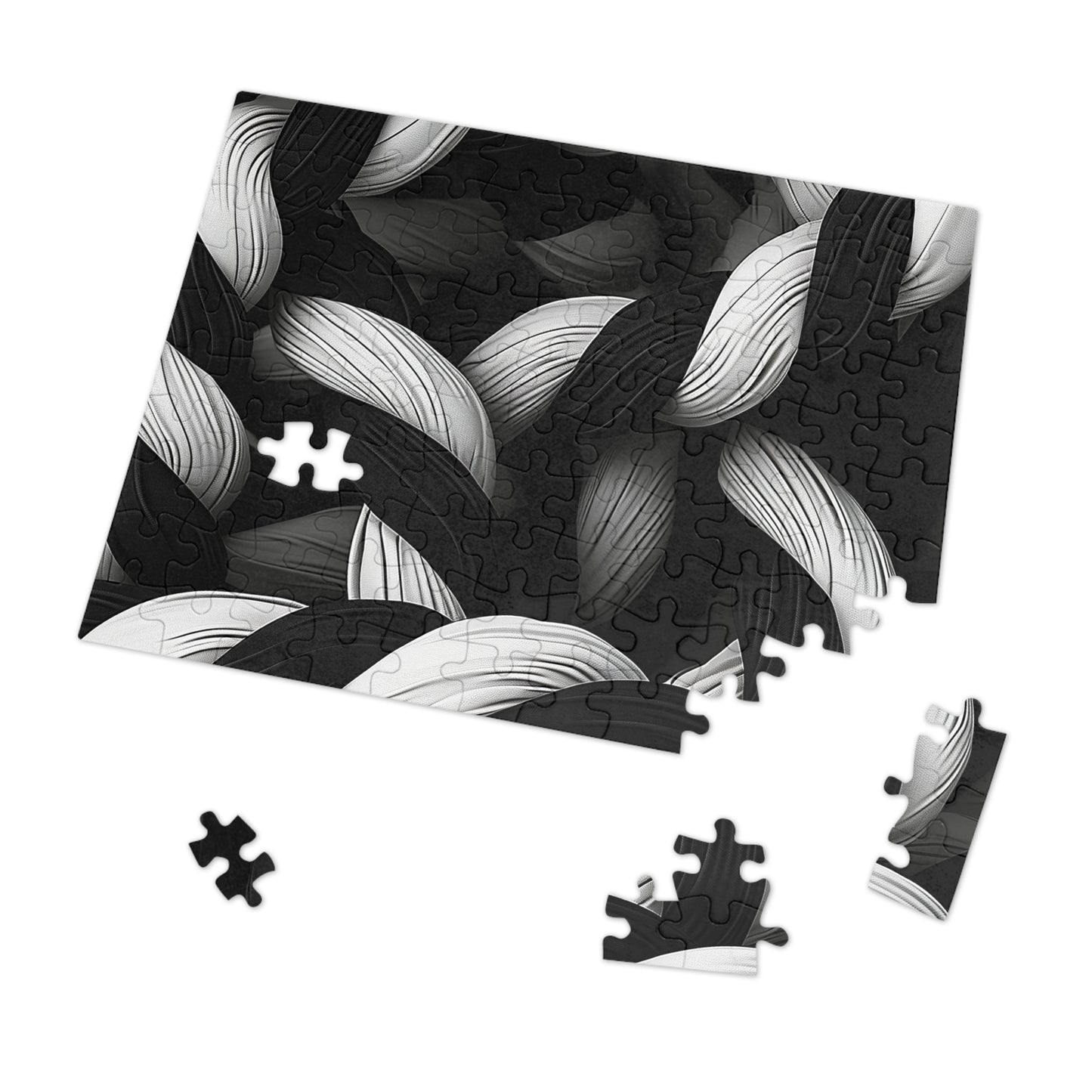 Black and White Twisted Rope Jigsaw Puzzle (30, 110, 252, 500,1000-Piece)