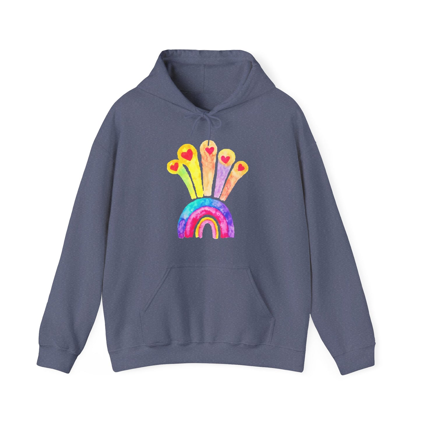 Kids Drawing Rainbow and Hearts Unisex Heavy Blend™ Hooded Sweatshirt