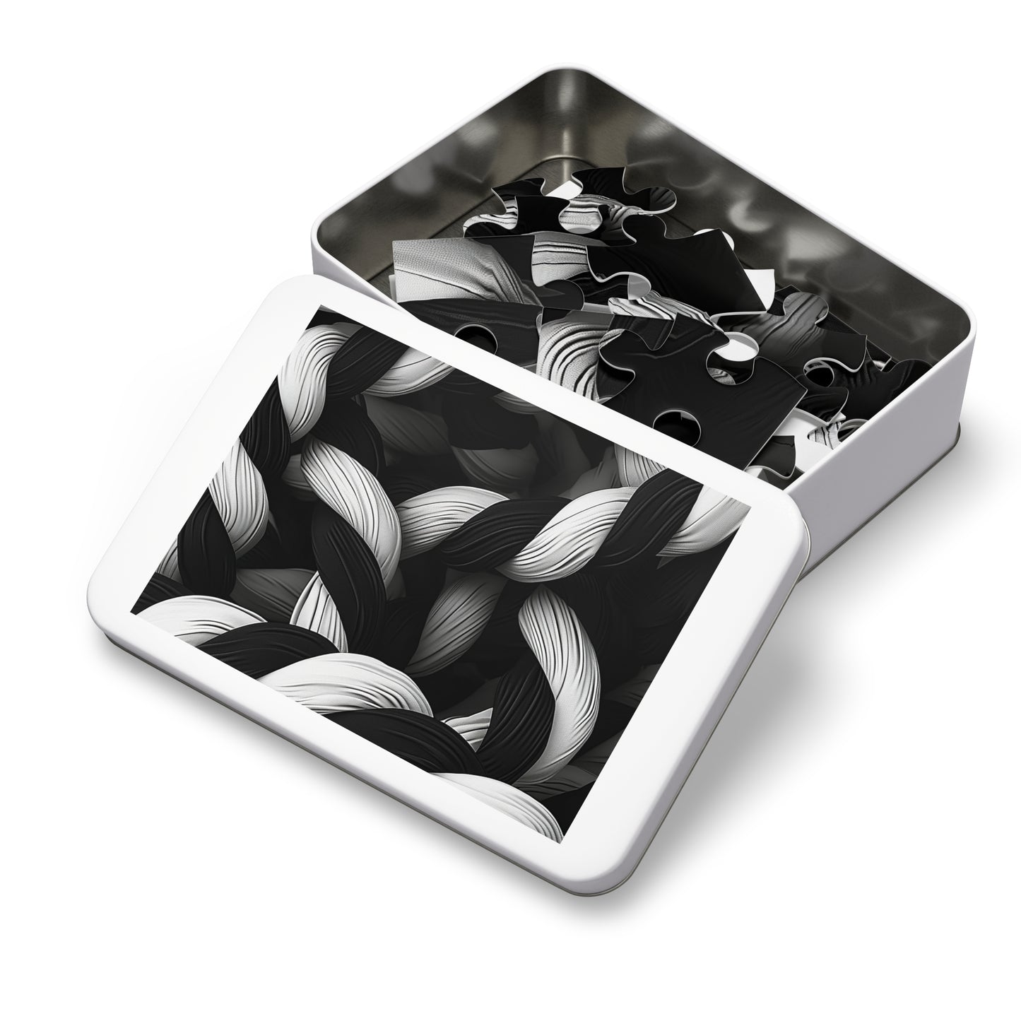 Black and White Twisted Rope Jigsaw Puzzle (30, 110, 252, 500,1000-Piece)