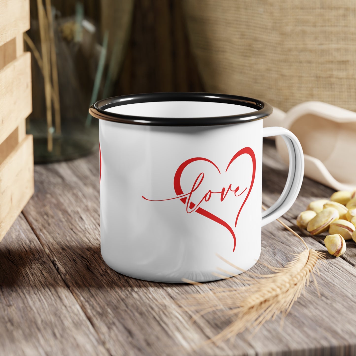 Love Heart Enamel Camp Cup