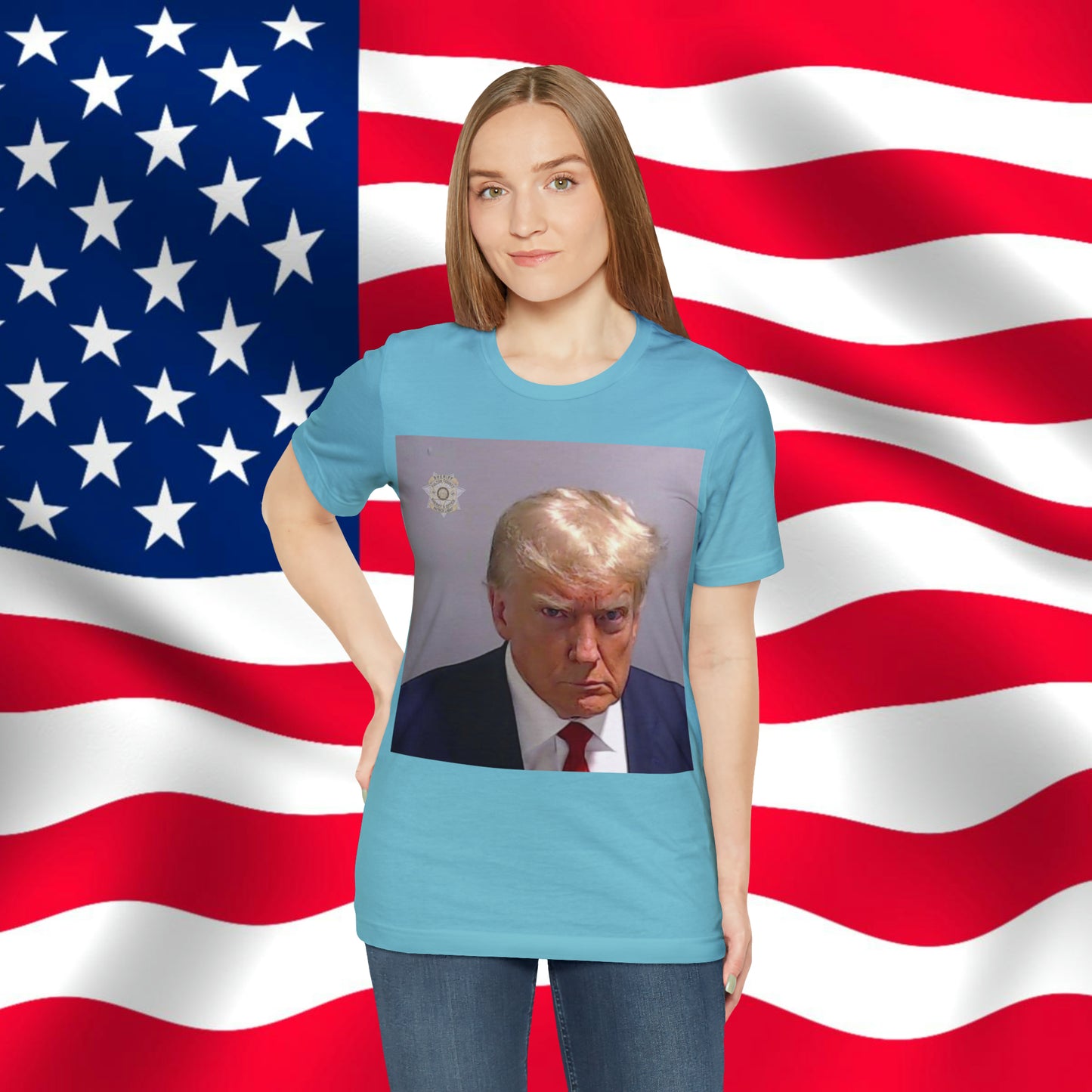 Trump Mug Shot Unisex Jersey Short Sleeve Tee