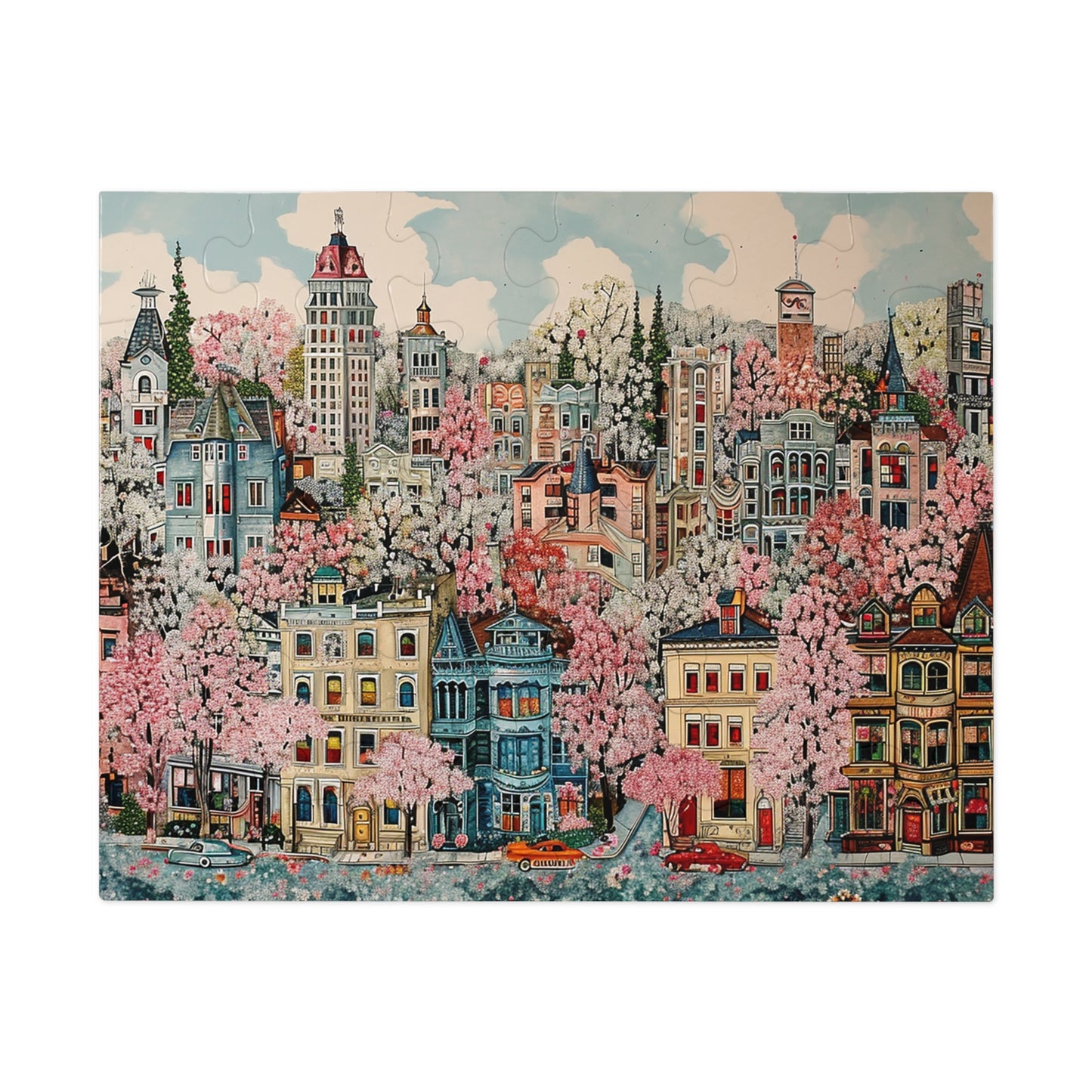 1950s City in Spring Jigsaw Puzzle (30, 110, 252, 500,1000-Piece)
