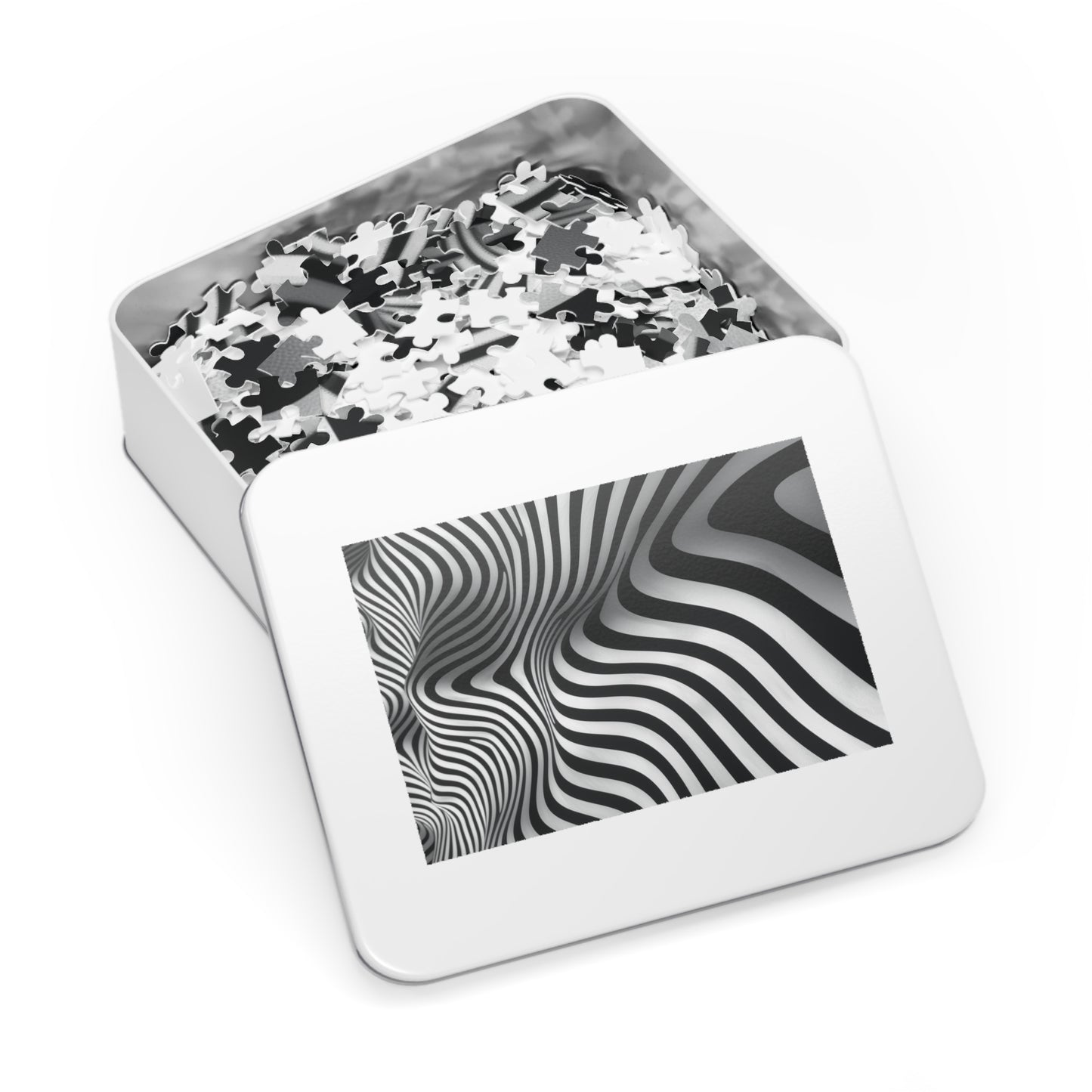 Black and White Wave Pattern Jigsaw Puzzle (30, 110, 252, 500,1000-Piece)