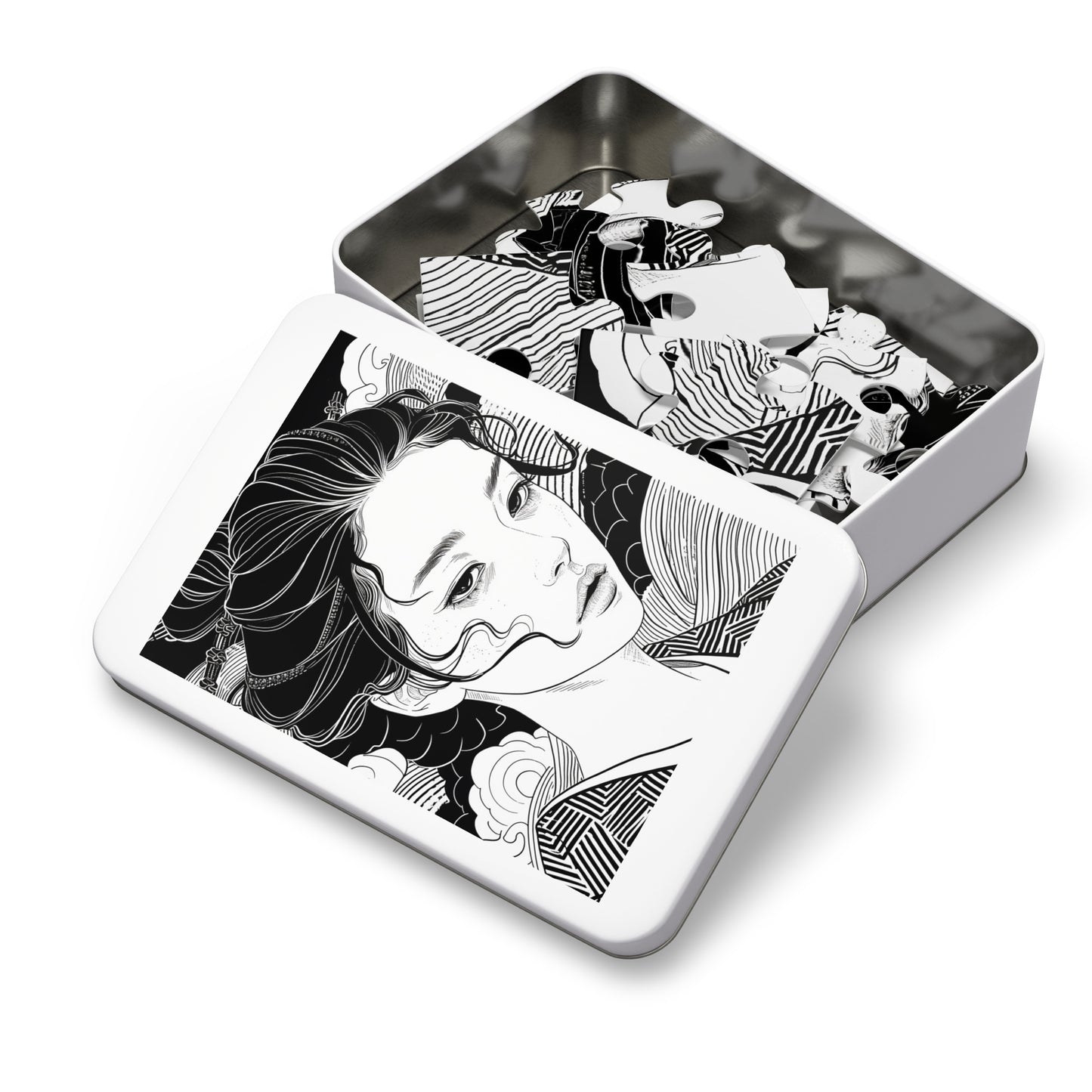 Black and White Ukiyo-e Woman Jigsaw Puzzle (30, 110, 252, 500,1000-Piece)