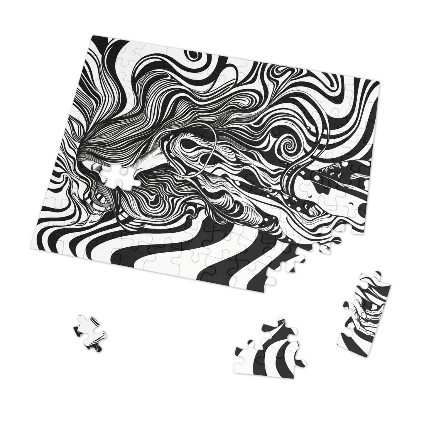 Black and White Disco Girl Jigsaw Puzzle (30, 110, 252, 500,1000-Piece)