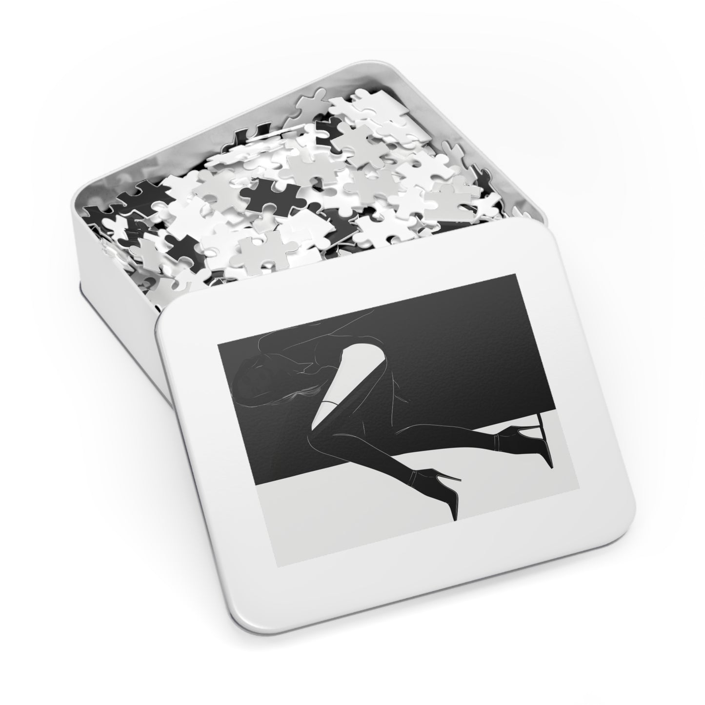 Black and White Female Fashion Jigsaw Puzzle (30, 110, 252, 500,1000-Piece)