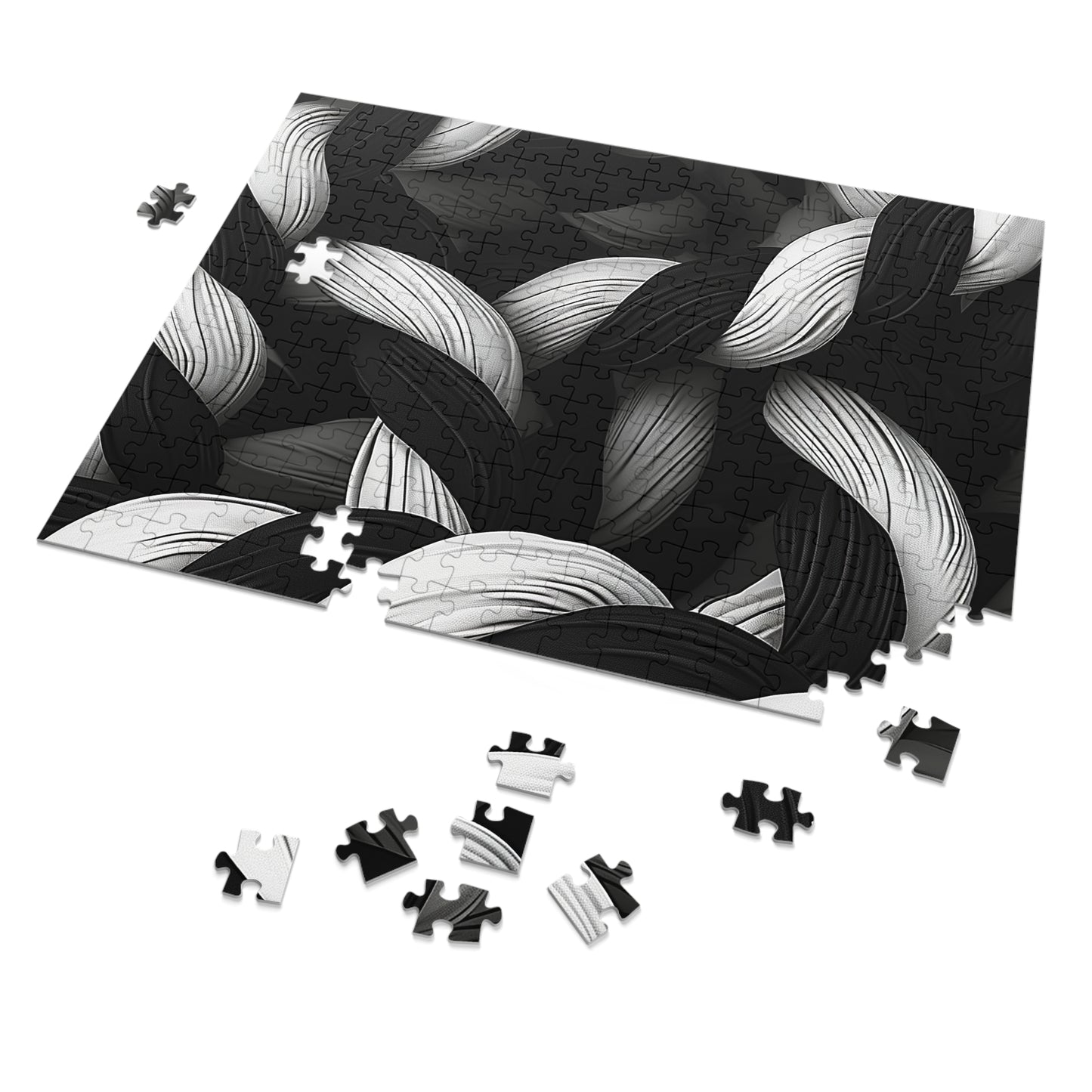 Black and White Twisted Rope Jigsaw Puzzle (30, 110, 252, 500,1000-Piece)