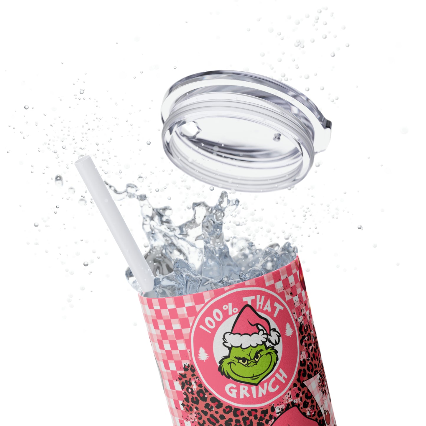 100% That Grinch! Skinny Tumbler with Straw, 20oz