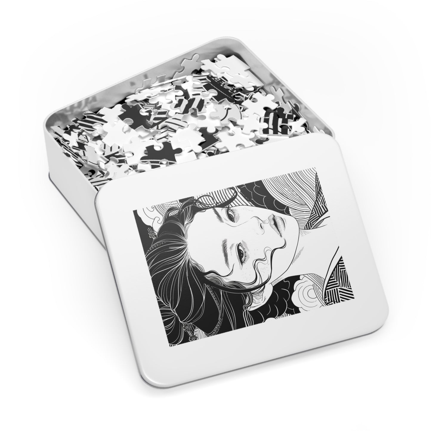 Black and White Ukiyo-e Woman Jigsaw Puzzle (30, 110, 252, 500,1000-Piece)