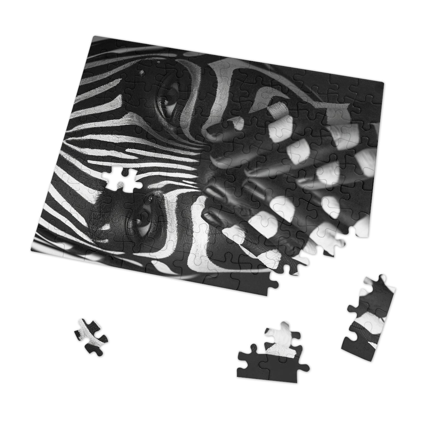 Black and White Zebra Painted Woman Jigsaw Puzzle (30, 110, 252, 500,1000-Piece)