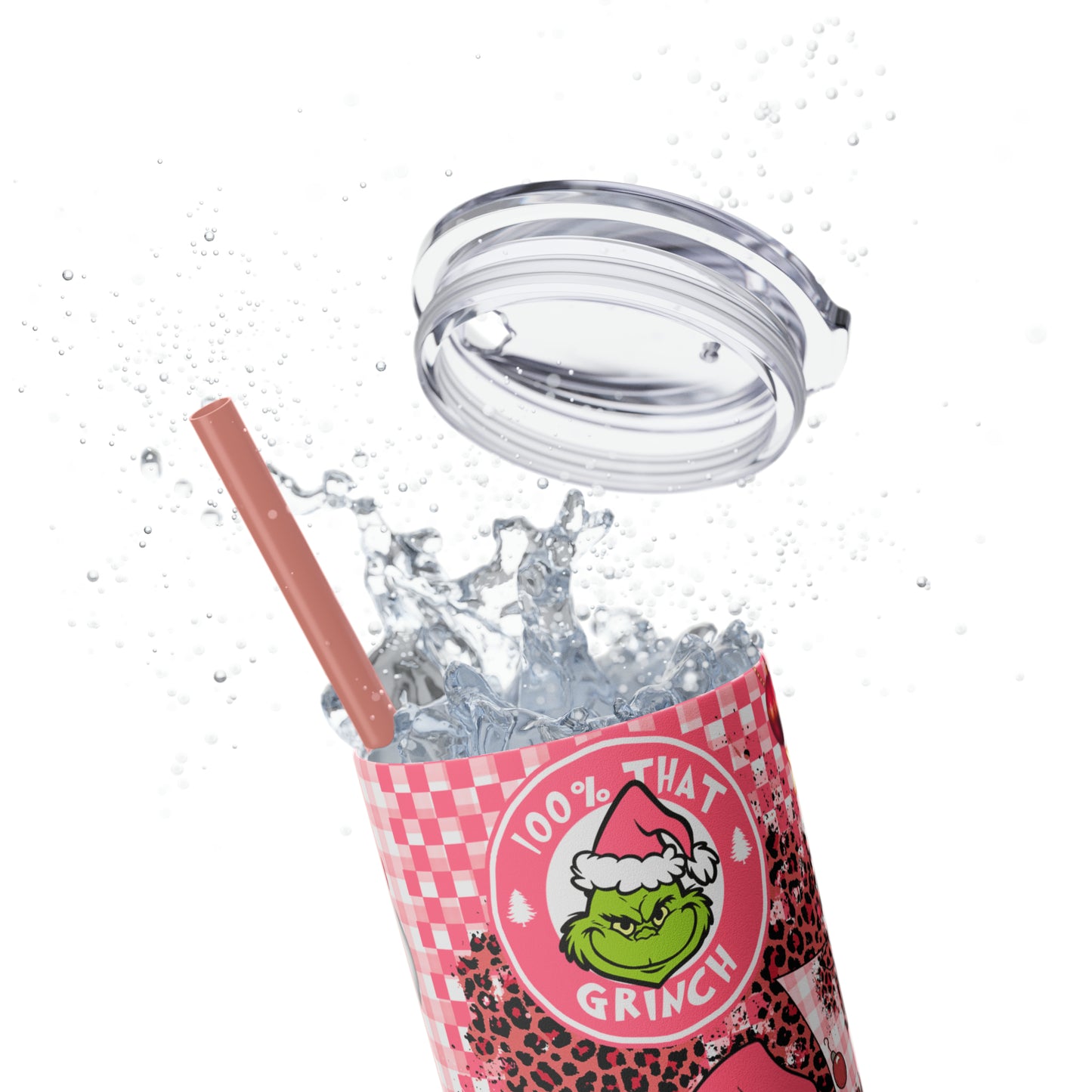 100% That Grinch! Skinny Tumbler with Straw, 20oz