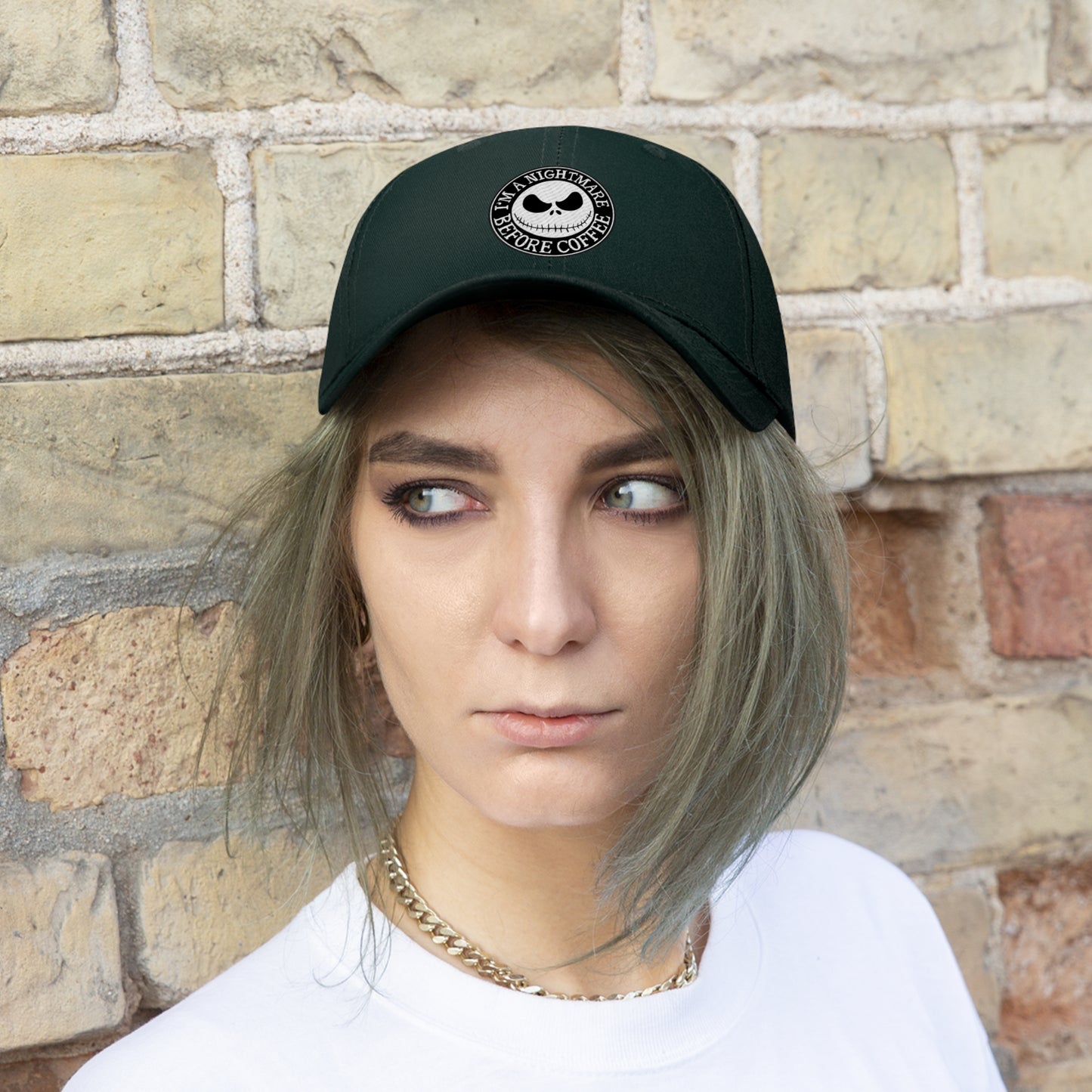 Nightmare Before Coffee Embroidery Unisex Twill Hat