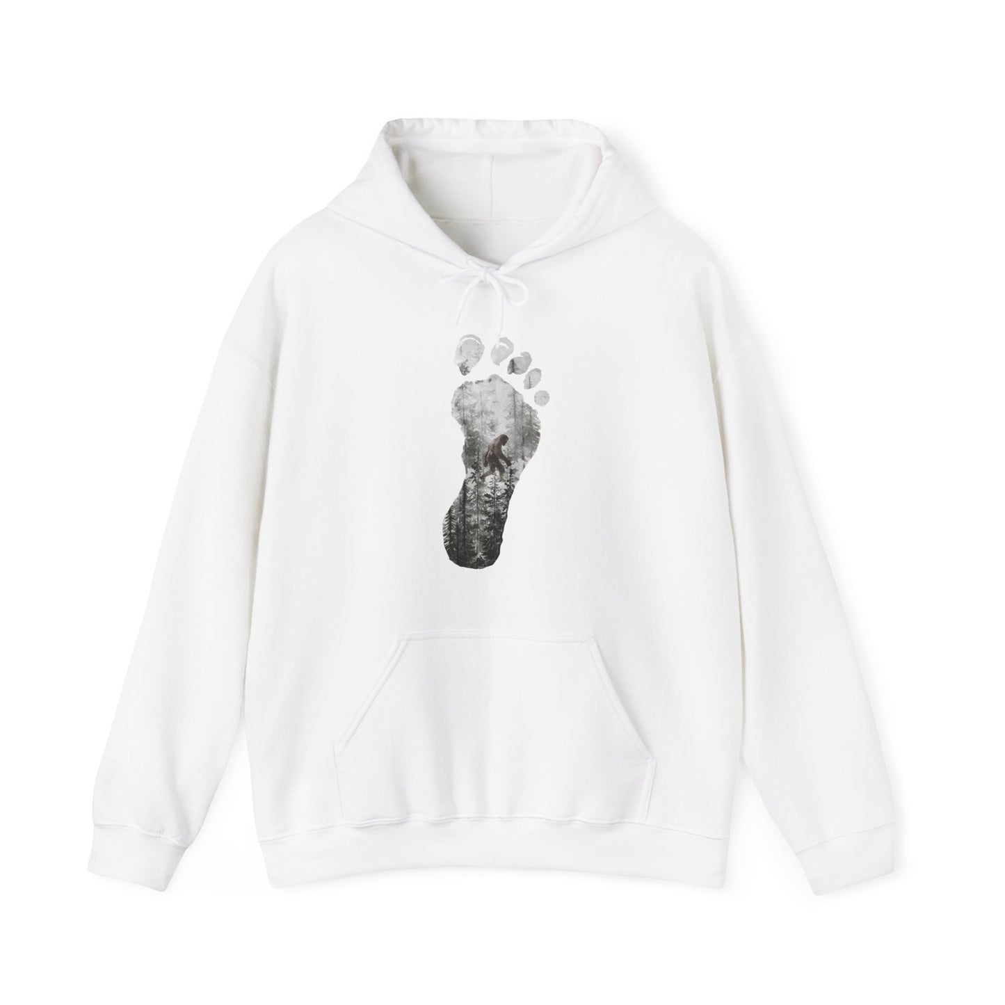 Bigfoot in the Forest Foot Print Unisex Heavy Blend™ Hooded Sweatshirt