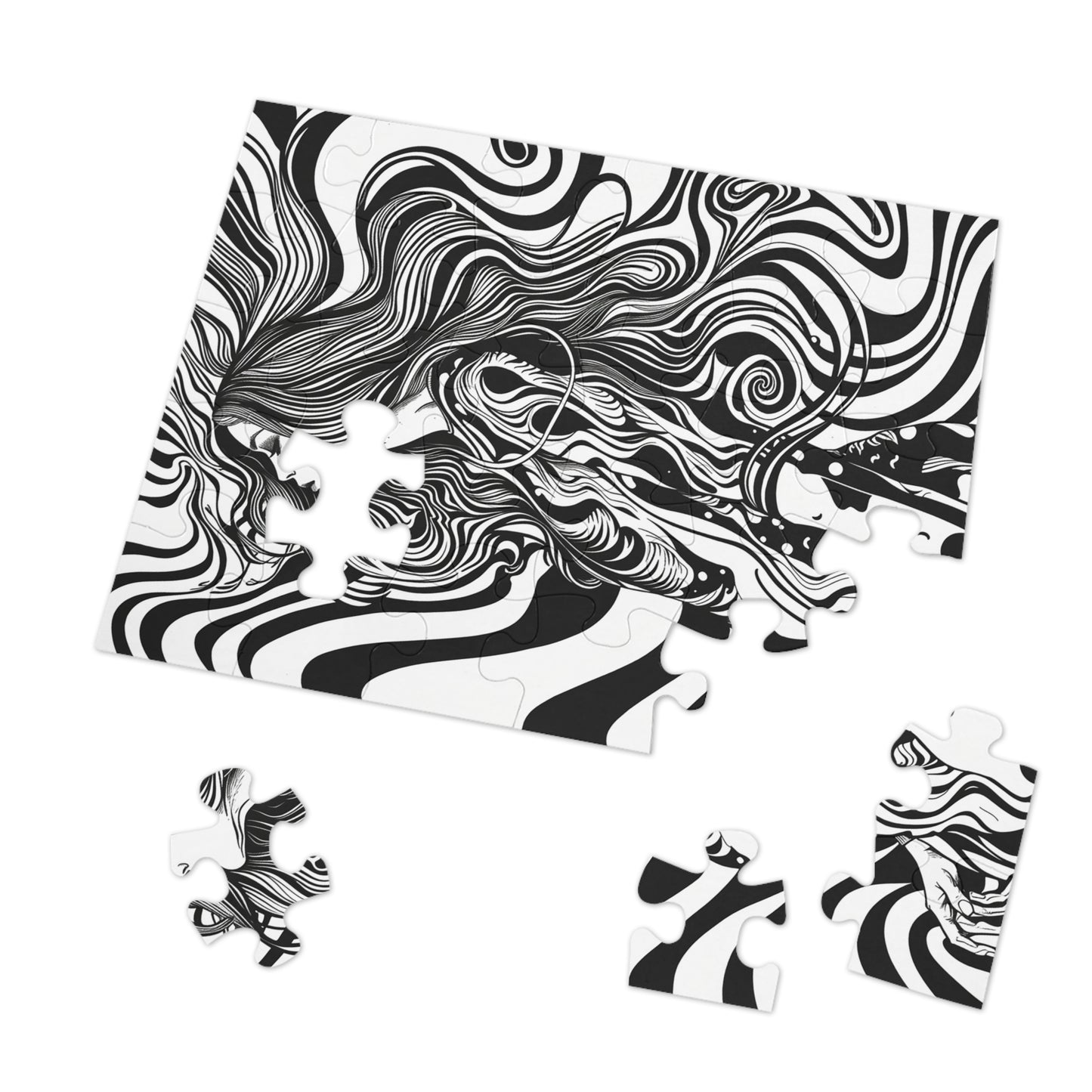 Black and White Disco Girl Jigsaw Puzzle (30, 110, 252, 500,1000-Piece)