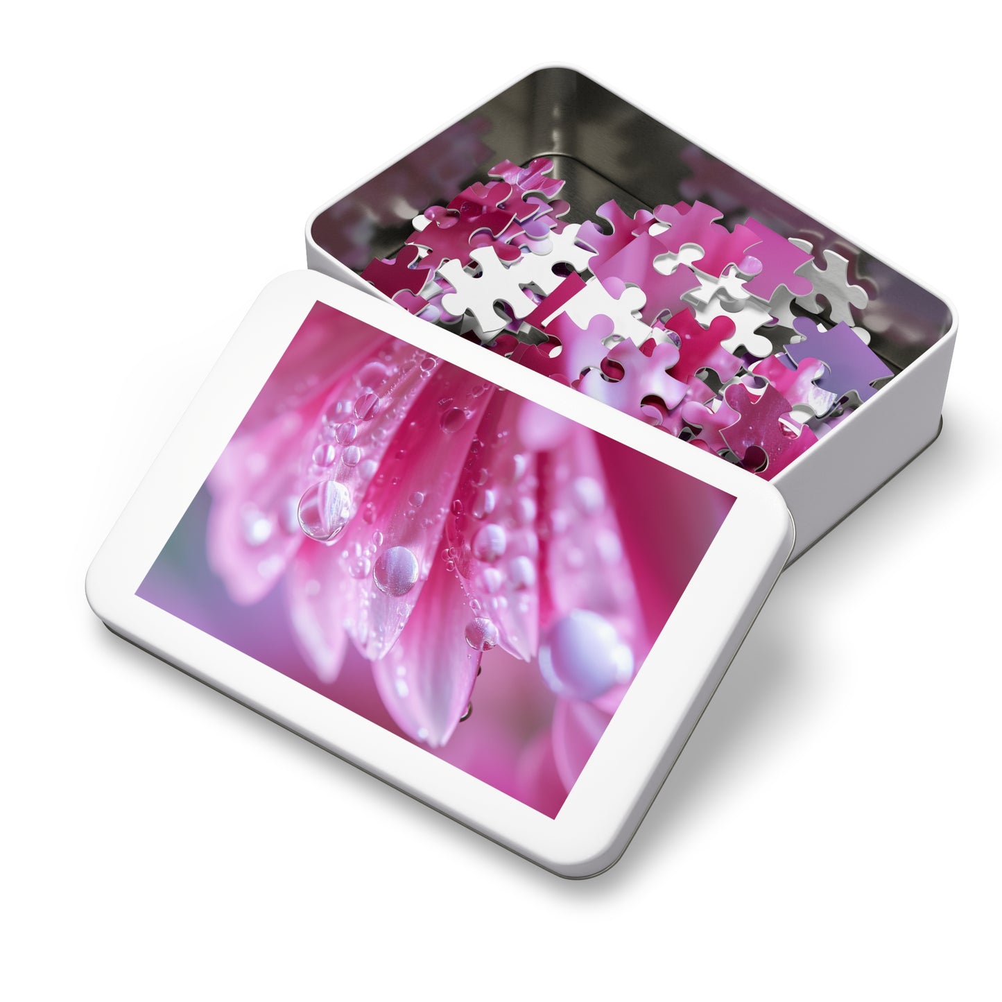Pink Petals with Dew Drops Jigsaw Puzzle (30, 110, 252, 500,1000-Piece)