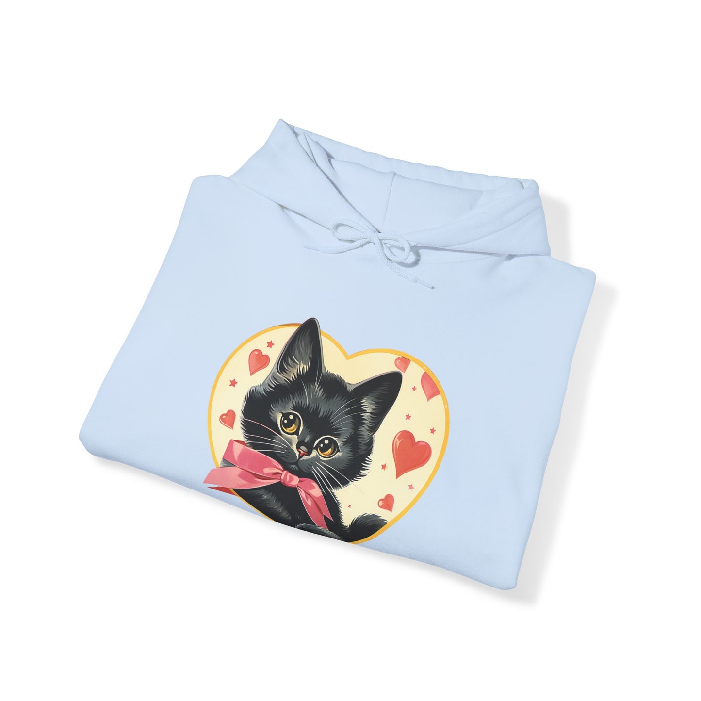 Retro Valentine Kitty Cat Unisex Heavy Blend™ Hooded Sweatshirt