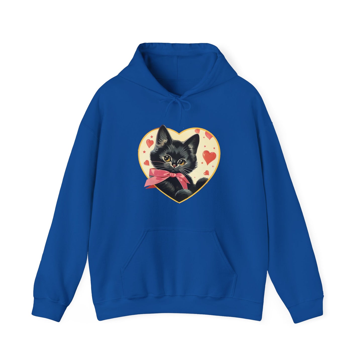 Retro Valentine Kitty Cat Unisex Heavy Blend™ Hooded Sweatshirt