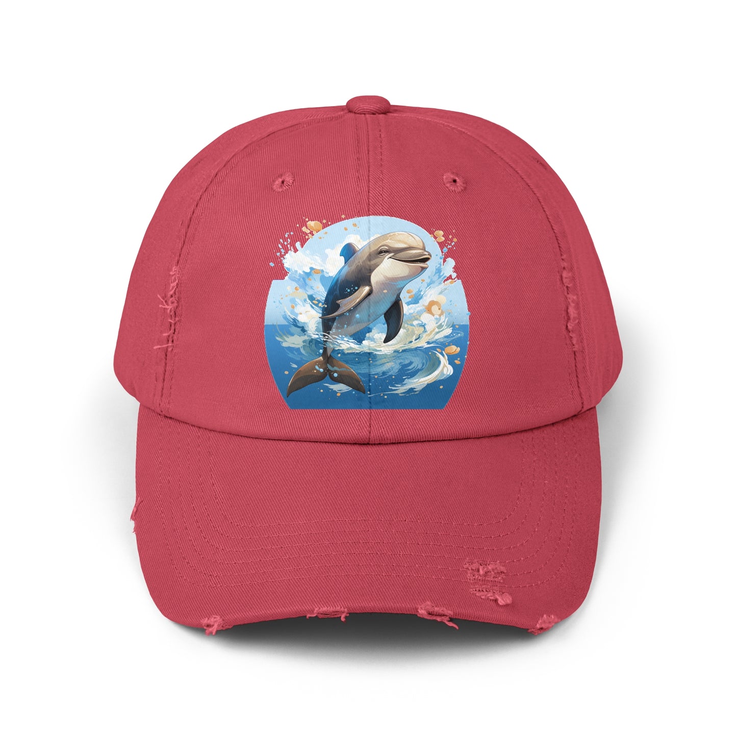 Happy Dolphin Distressed Cap