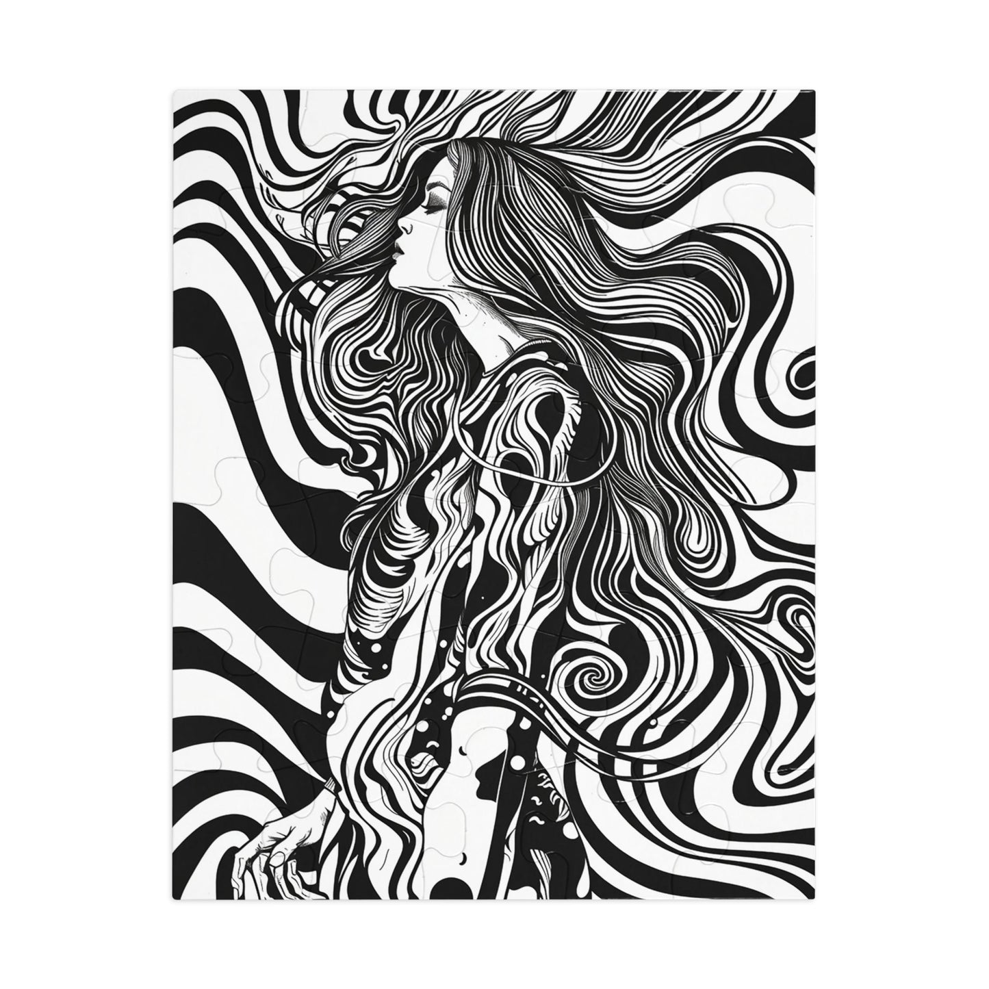 Black and White Disco Girl Jigsaw Puzzle (30, 110, 252, 500,1000-Piece)