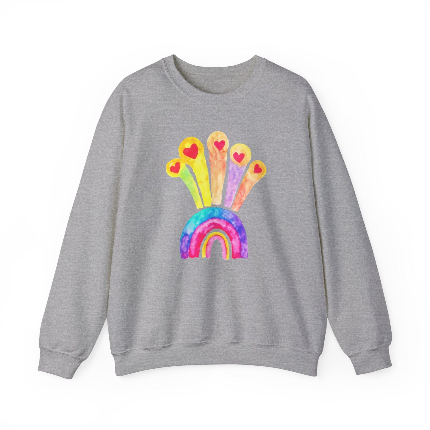 Kids Drawing Rainbow and Hearts Unisex Heavy Blend™ Crewneck Sweatshirt