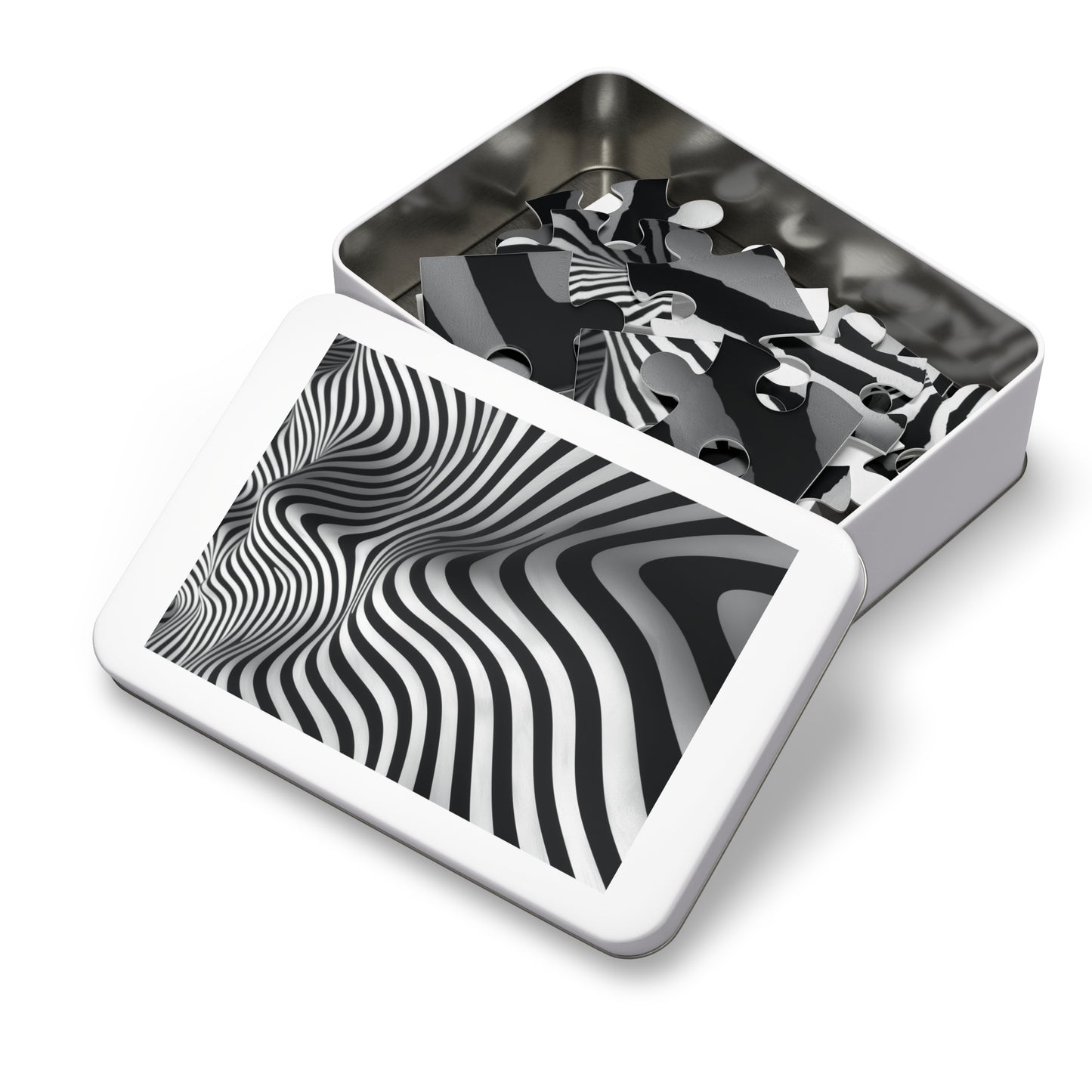 Black and White Wave Pattern Jigsaw Puzzle (30, 110, 252, 500,1000-Piece)