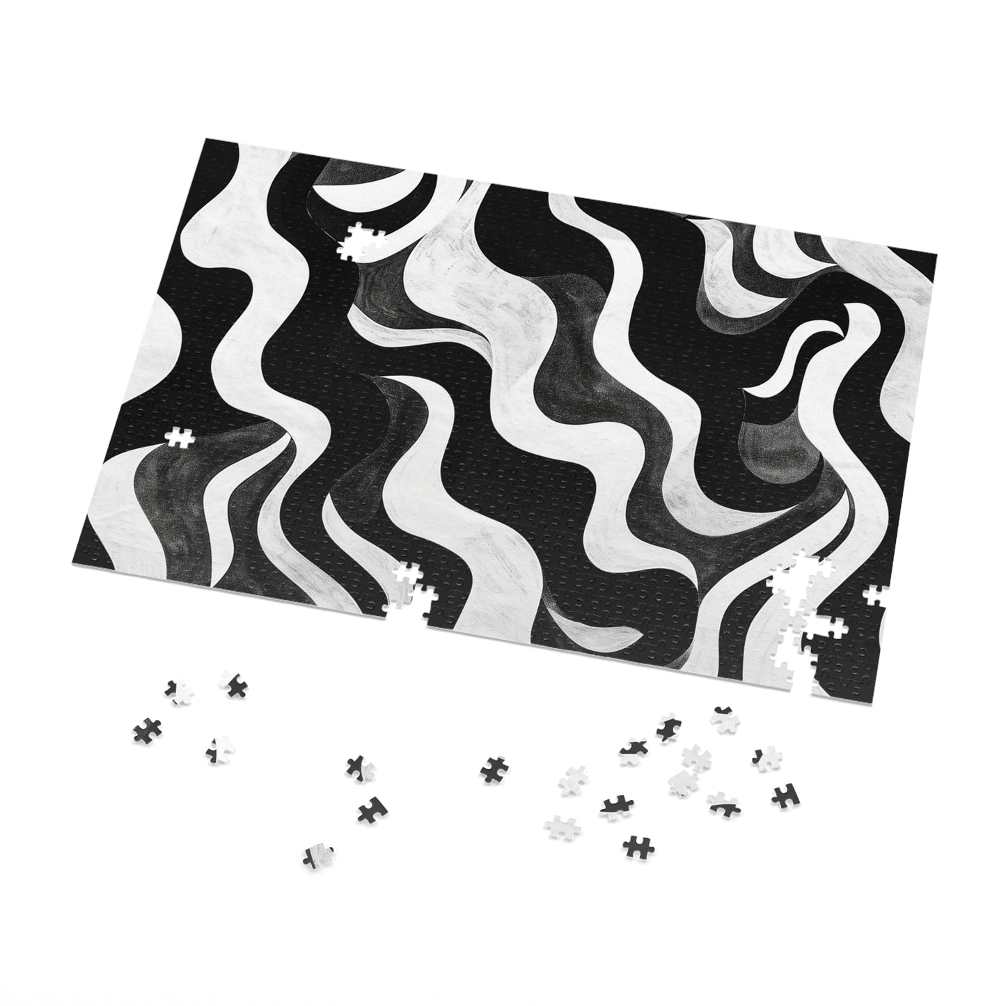Black and White Waves Jigsaw Puzzle (30, 110, 252, 500,1000-Piece)