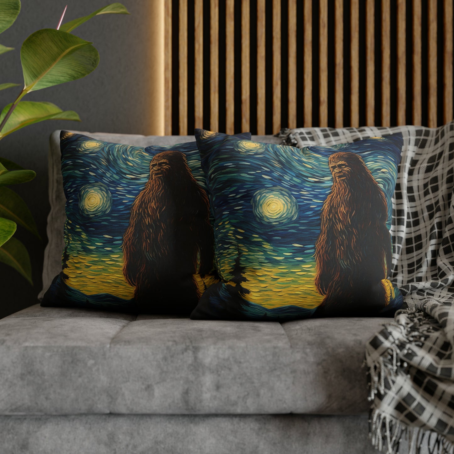 Big Foot Starry Night Spun Polyester Square Pillow Case
