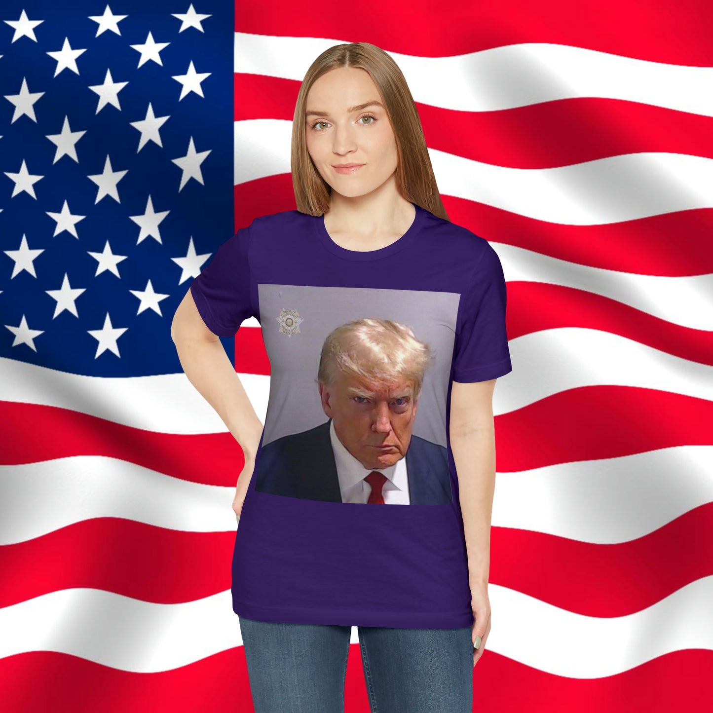 Trump Mug Shot Unisex Jersey Short Sleeve Tee