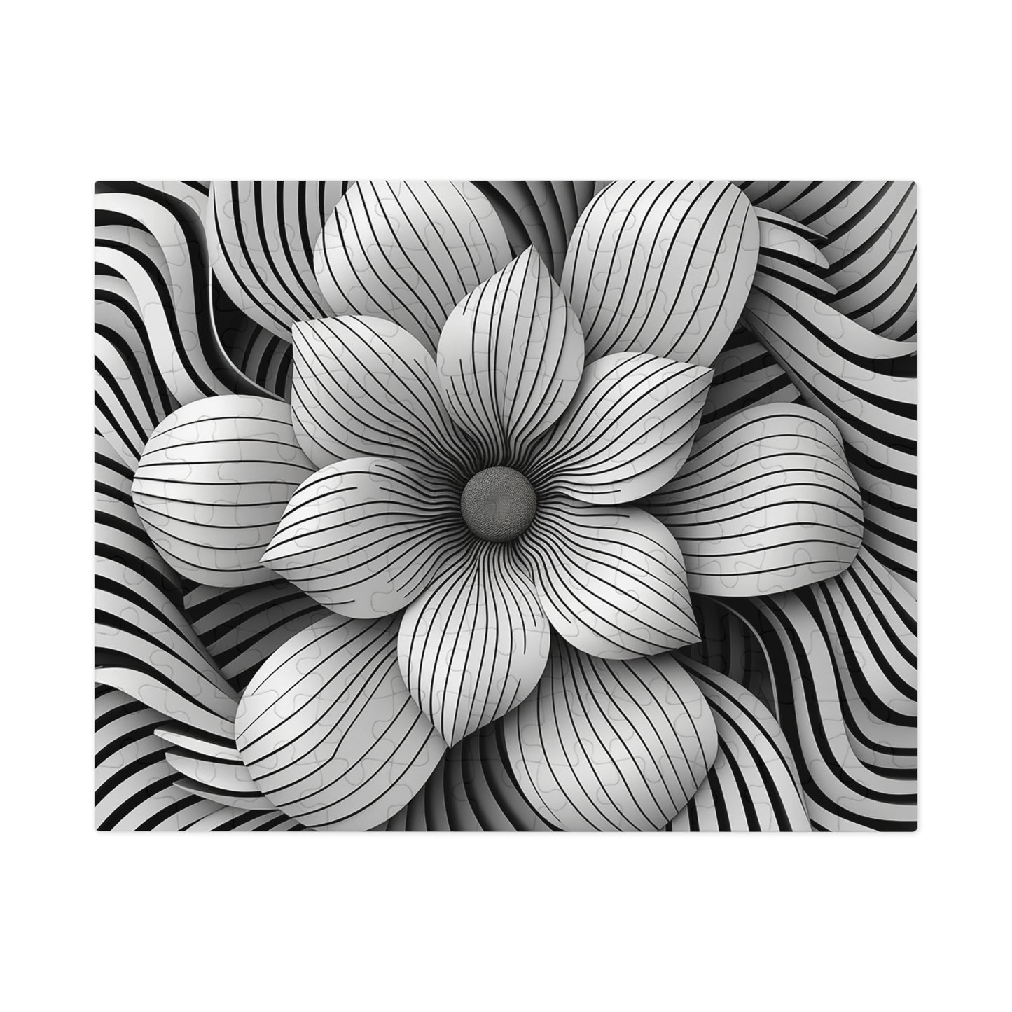 Black and White Flower Drawing Jigsaw Puzzle (30, 110, 252, 500,1000-Piece)
