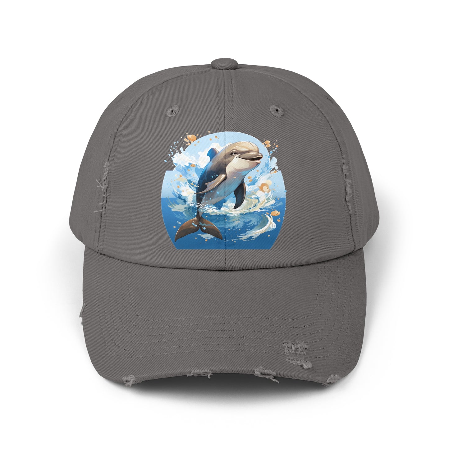 Happy Dolphin Distressed Cap