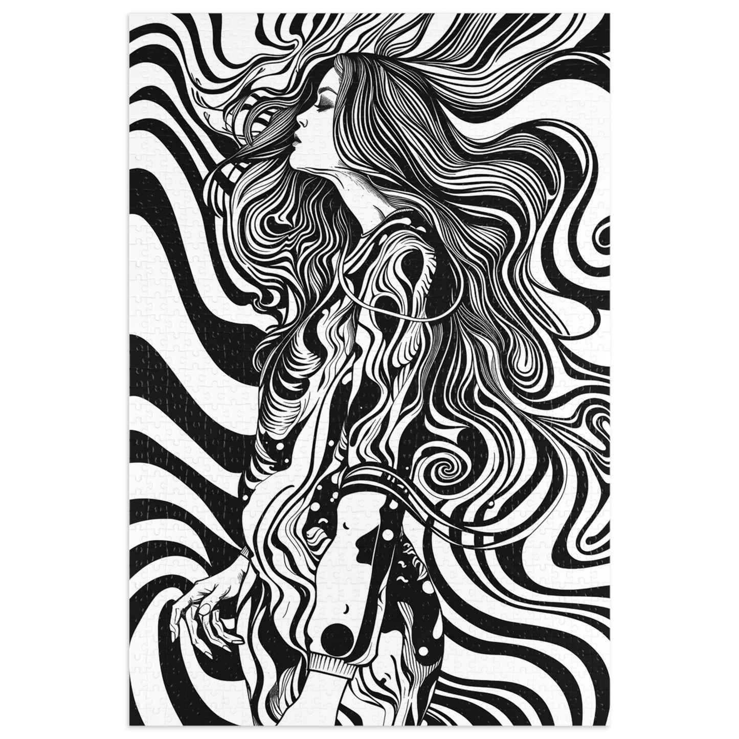 Black and White Disco Girl Jigsaw Puzzle (30, 110, 252, 500,1000-Piece)
