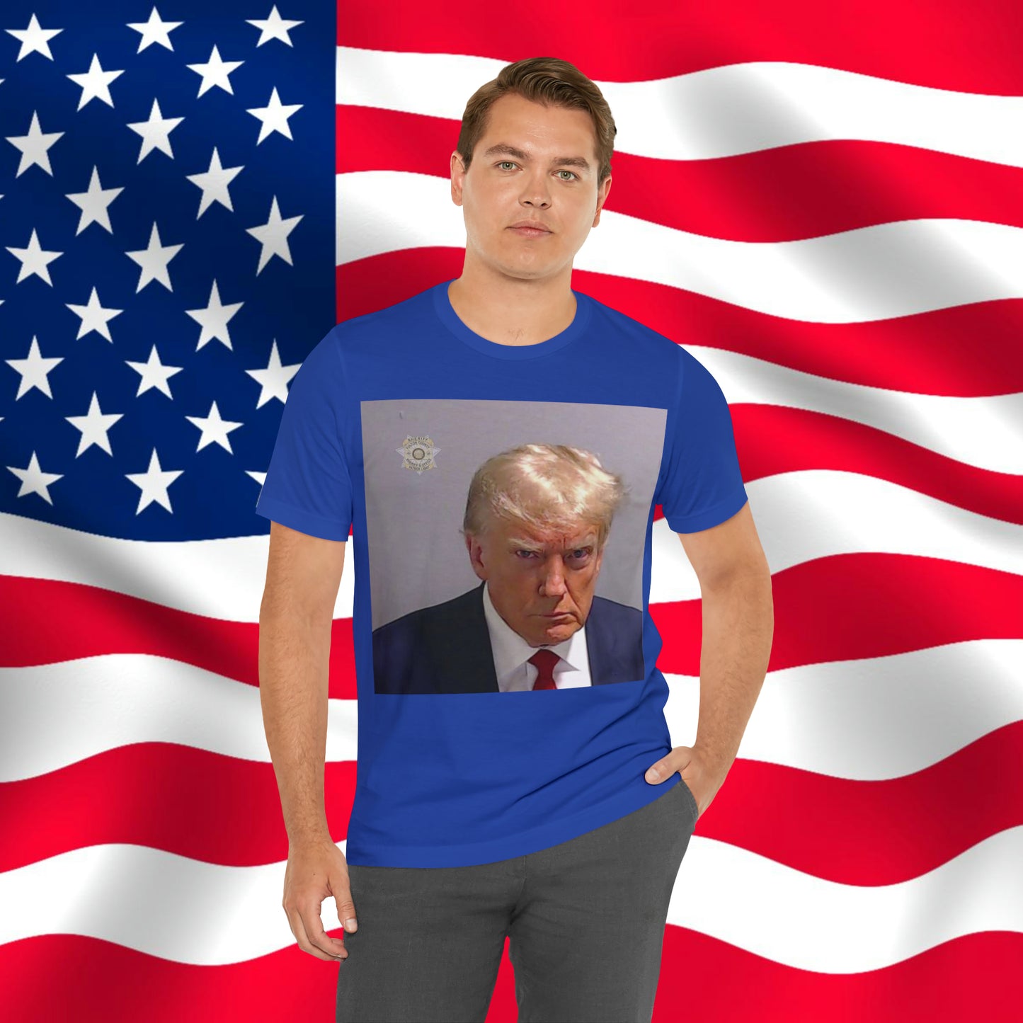 Trump Mug Shot Unisex Jersey Short Sleeve Tee