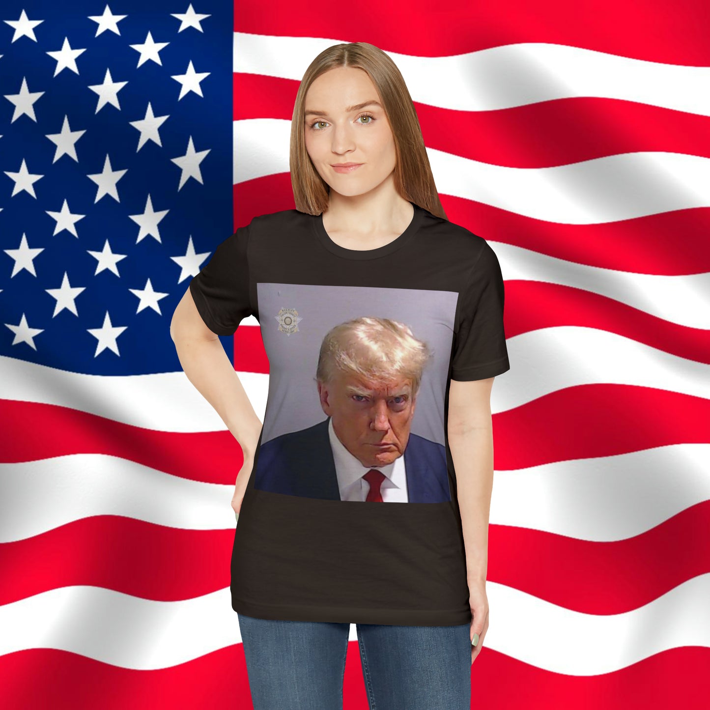 Trump Mug Shot Unisex Jersey Short Sleeve Tee