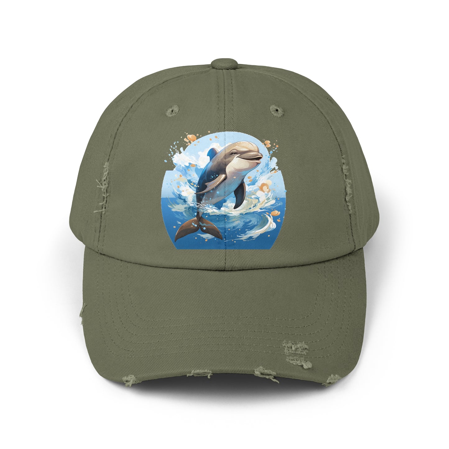 Happy Dolphin Distressed Cap