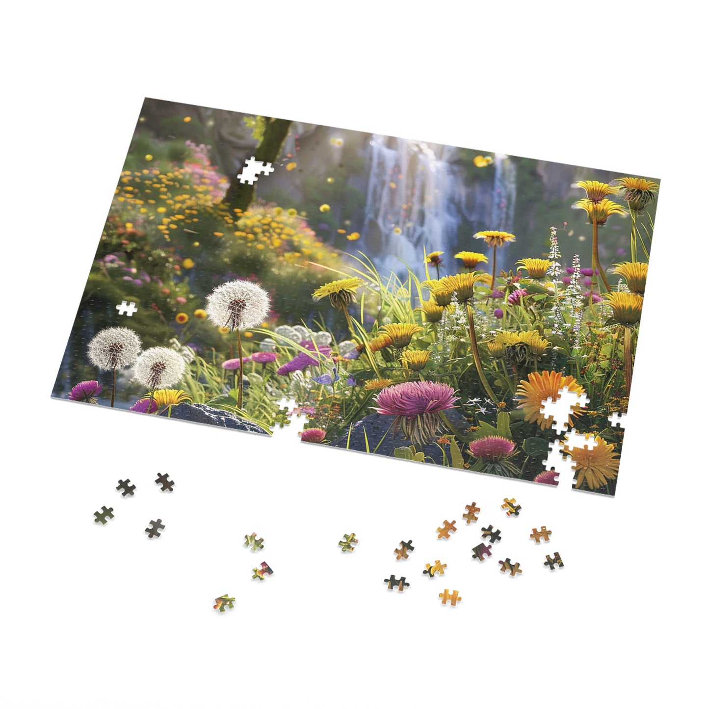 Dandelions by a Waterfall Jigsaw Puzzle (30, 110, 252, 500,1000-Piece)