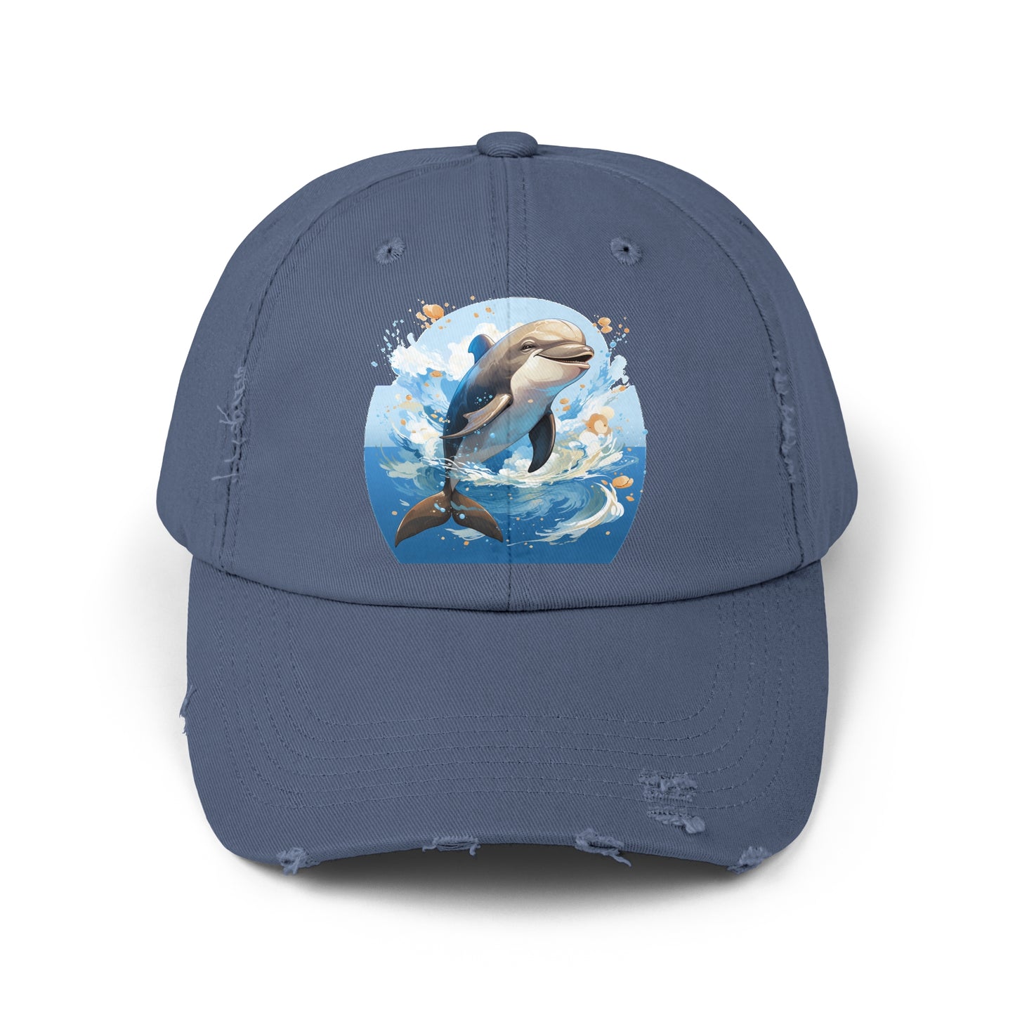 Happy Dolphin Distressed Cap