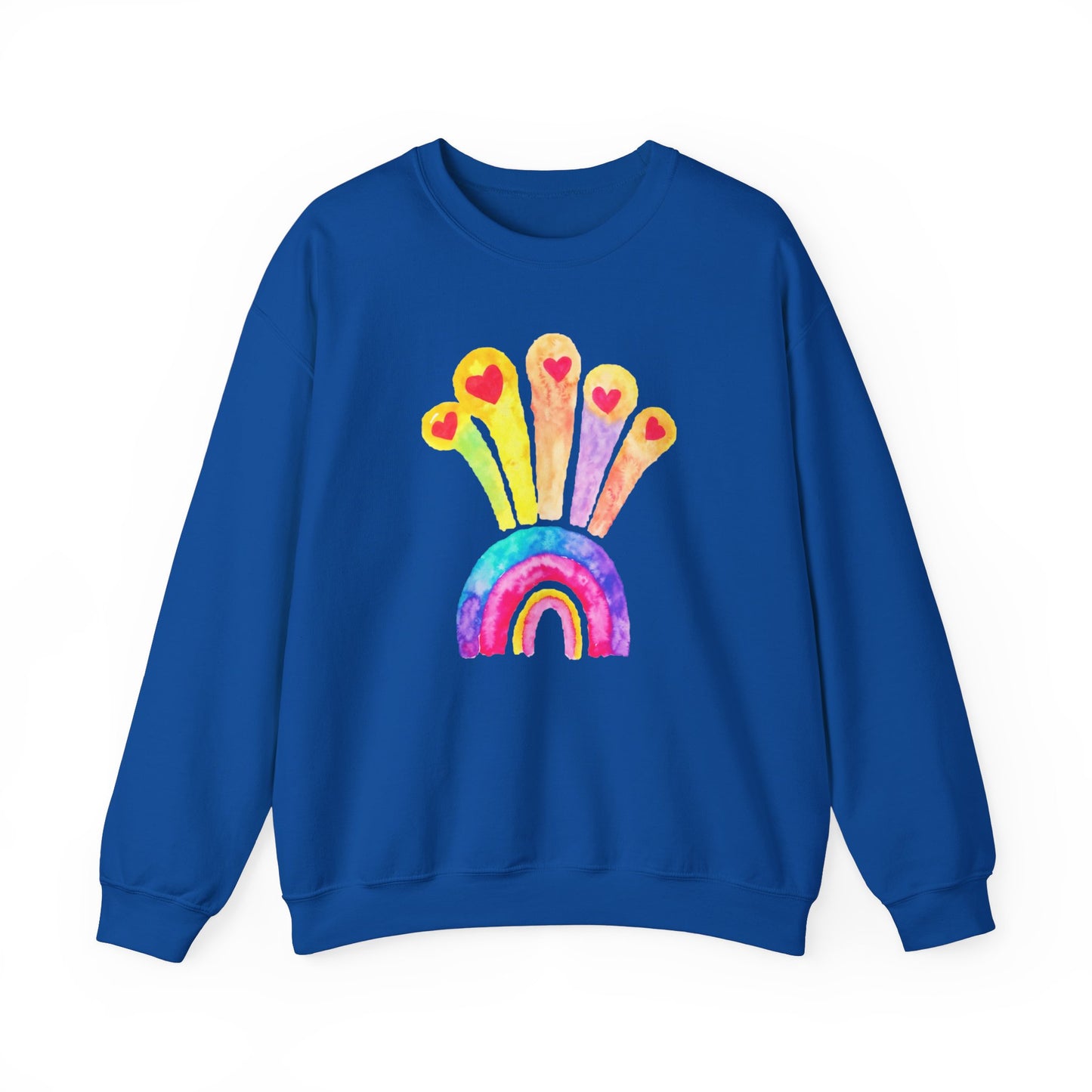 Kids Drawing Rainbow and Hearts Unisex Heavy Blend™ Crewneck Sweatshirt
