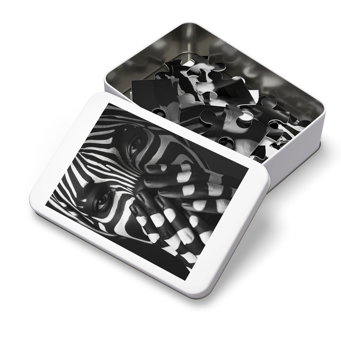 Black and White Zebra Painted Woman Jigsaw Puzzle (30, 110, 252, 500,1000-Piece)