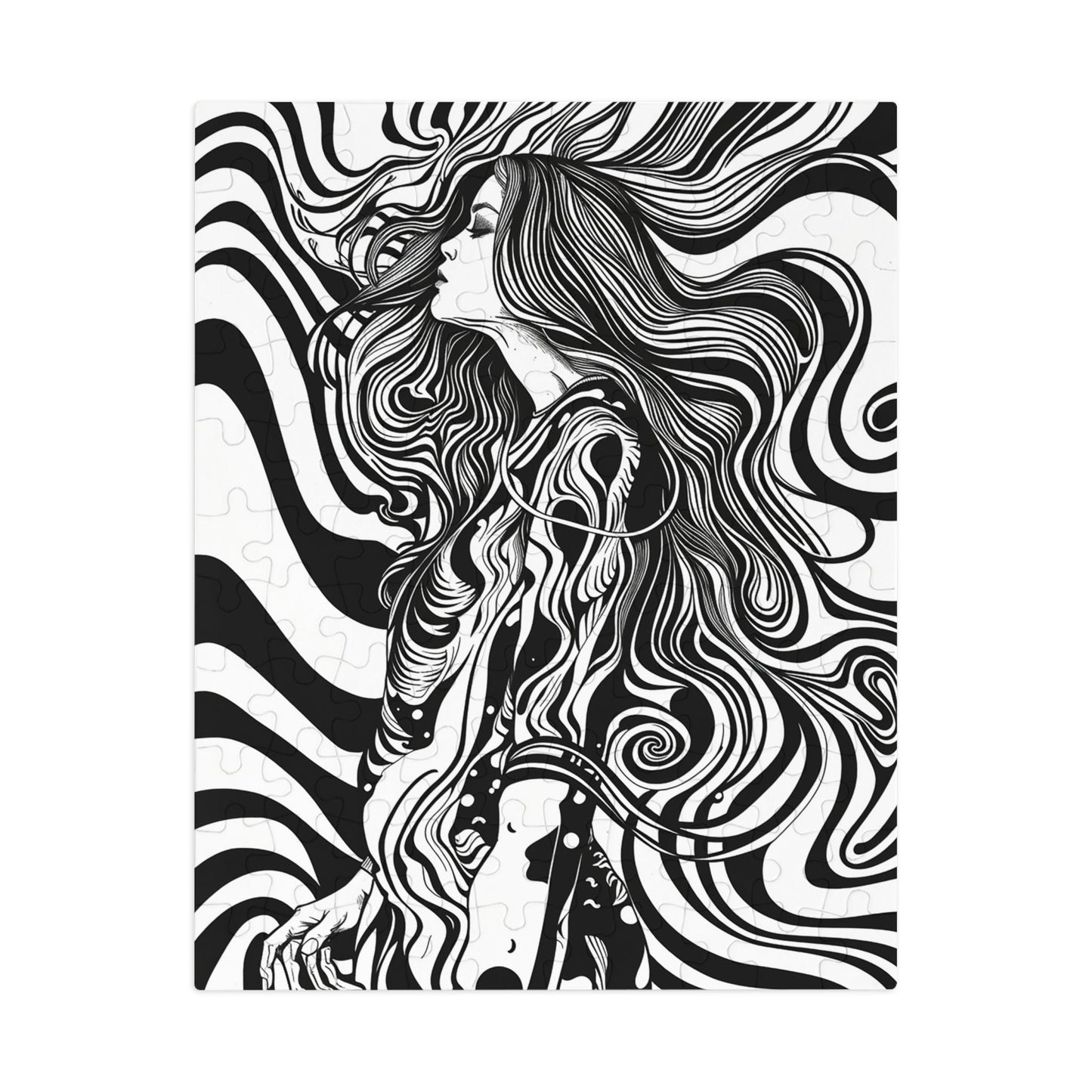 Black and White Disco Girl Jigsaw Puzzle (30, 110, 252, 500,1000-Piece)