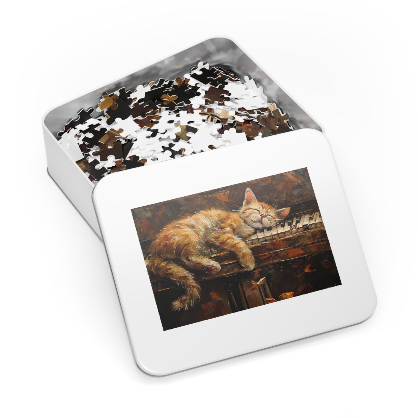 Sleeping Kitty on an Antique Piano Jigsaw Puzzle (30, 110, 252, 500,1000-Piece)