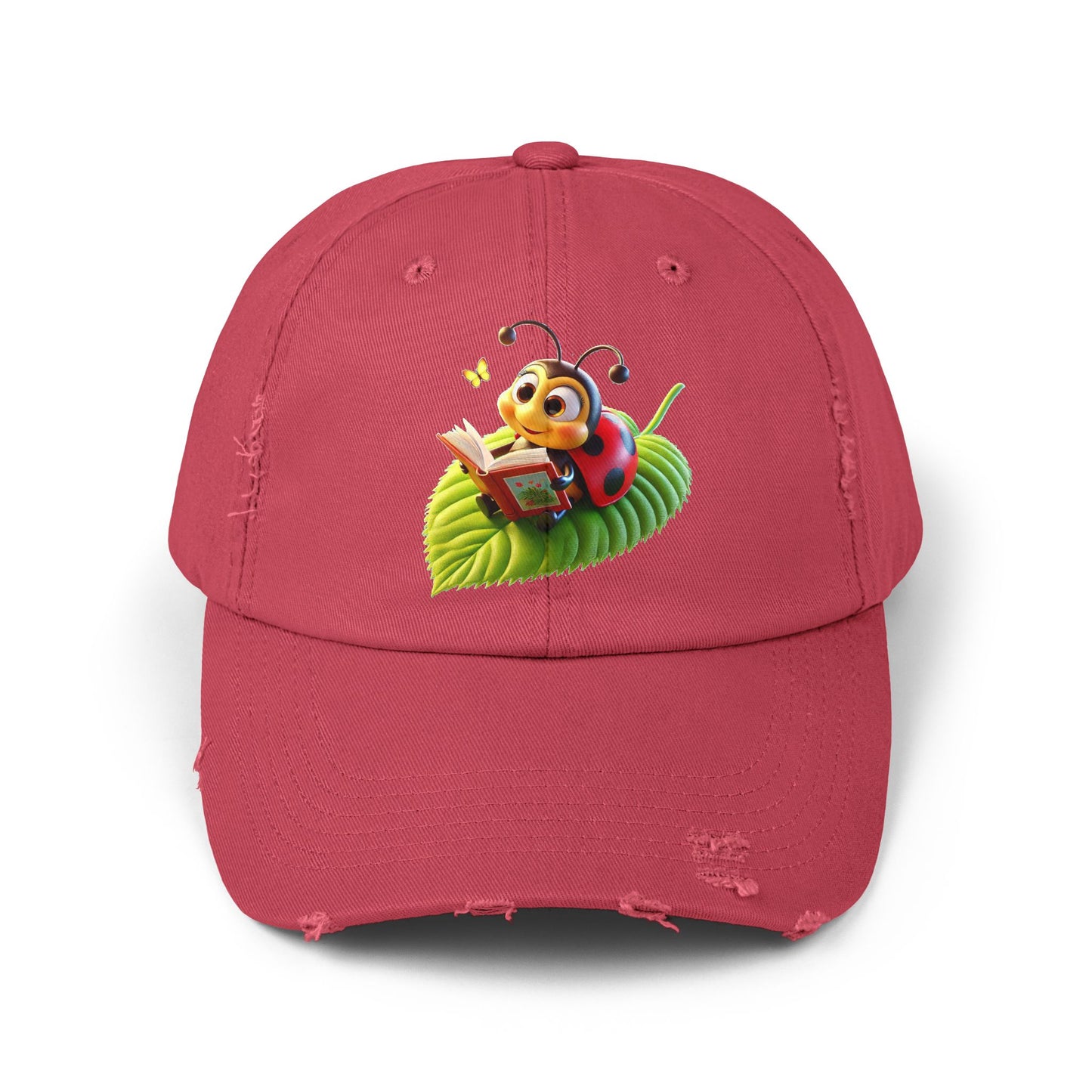 The Ladybug Reading Her Book Distressed Cap - Unisex