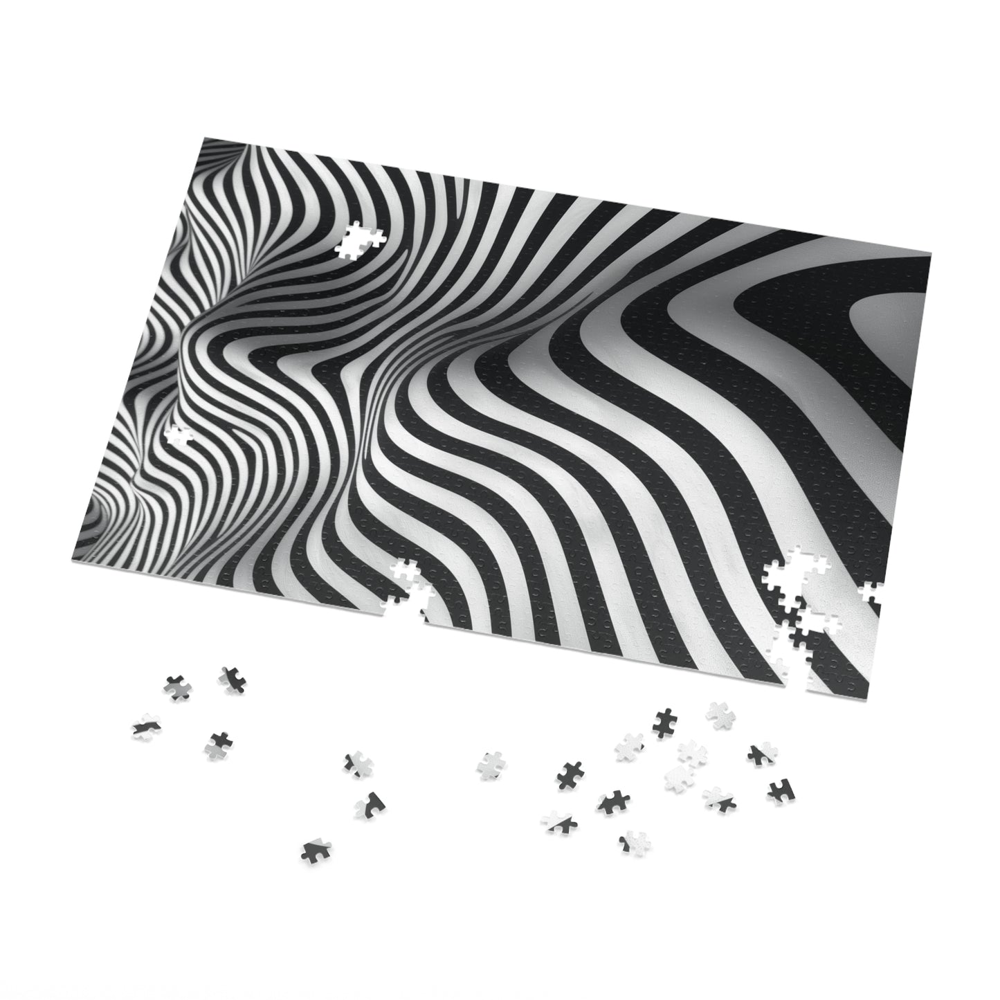 Black and White Wave Pattern Jigsaw Puzzle (30, 110, 252, 500,1000-Piece)