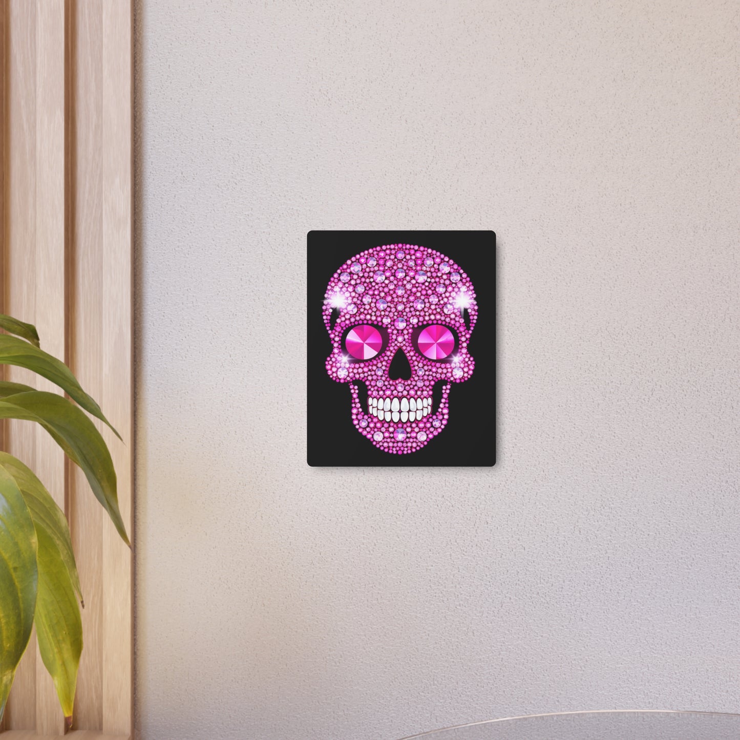 Pink Skull Metal Art Sign