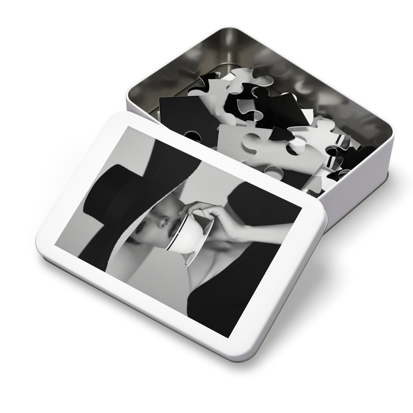 Black and White Sophisticated Lady Jigsaw Puzzle (30, 110, 252, 500,1000-Piece)