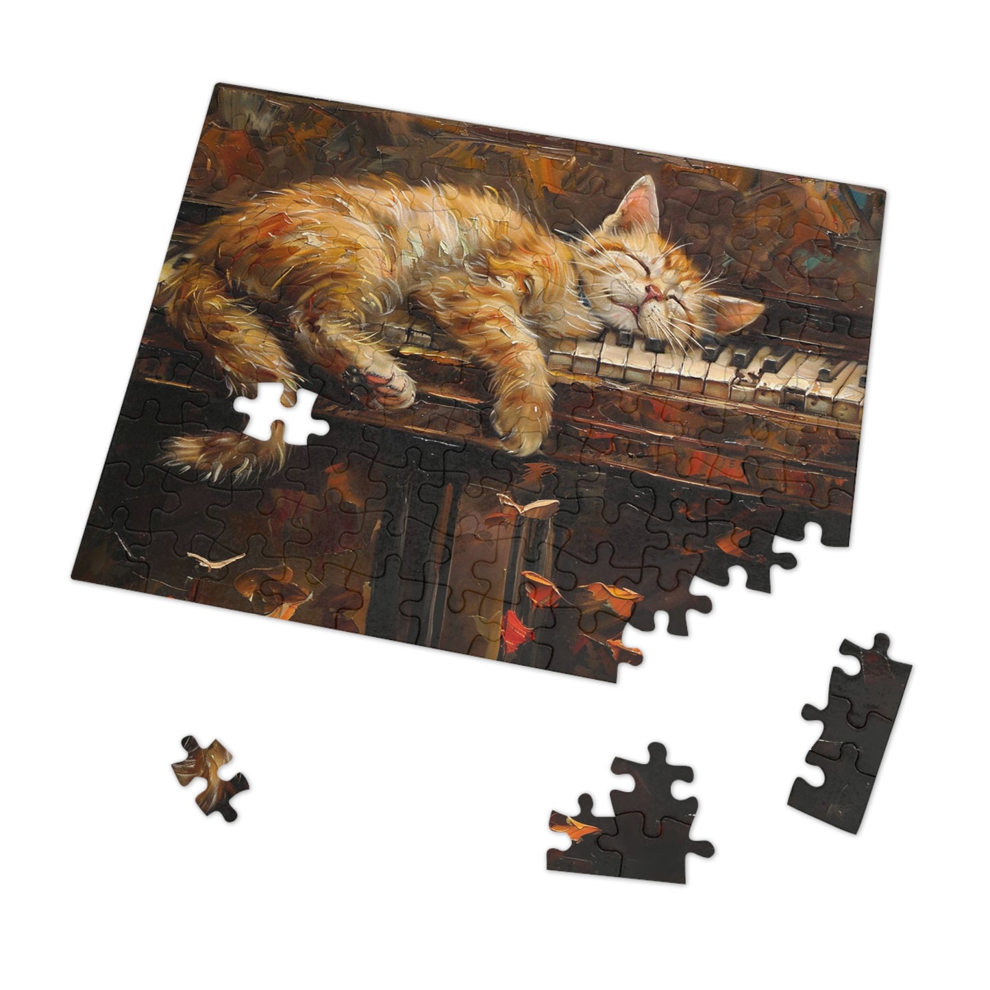 Sleeping Kitty on an Antique Piano Jigsaw Puzzle (30, 110, 252, 500,1000-Piece)