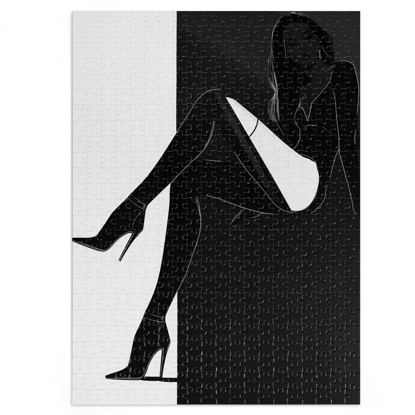 Black and White Female Fashion Jigsaw Puzzle (30, 110, 252, 500,1000-Piece)