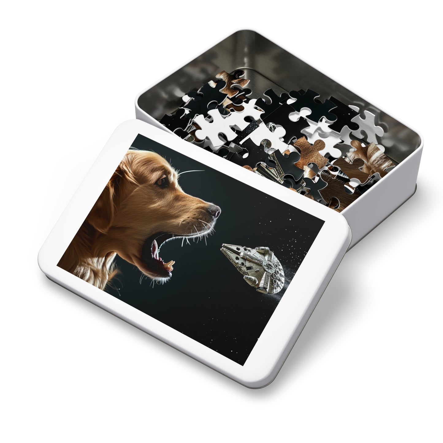 Golden Retriever vs Millennium Falcon Jigsaw Puzzle (30, 110, 252, 500,1000-Piece)