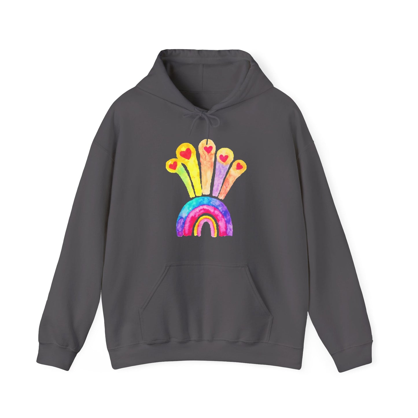Kids Drawing Rainbow and Hearts Unisex Heavy Blend™ Hooded Sweatshirt