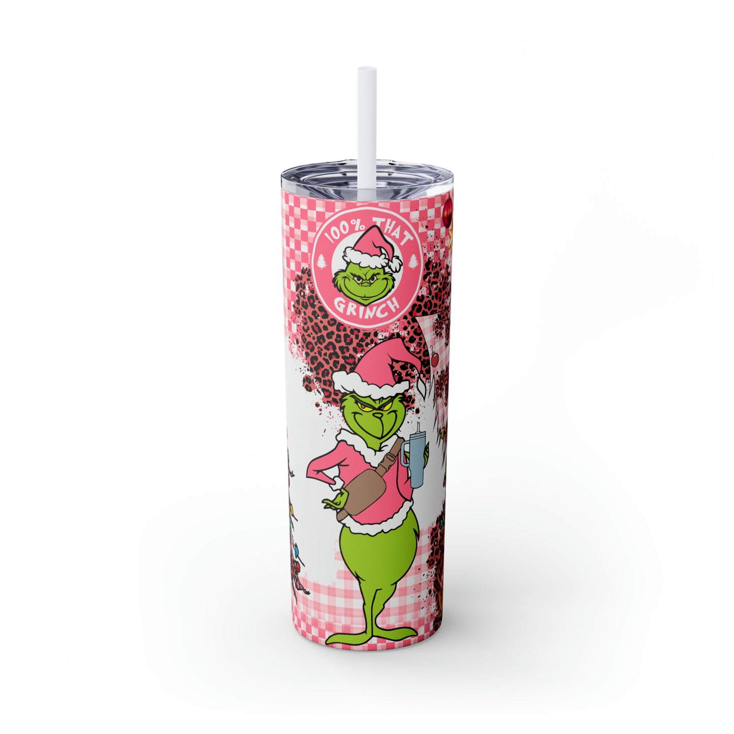 100% That Grinch! Skinny Tumbler with Straw, 20oz