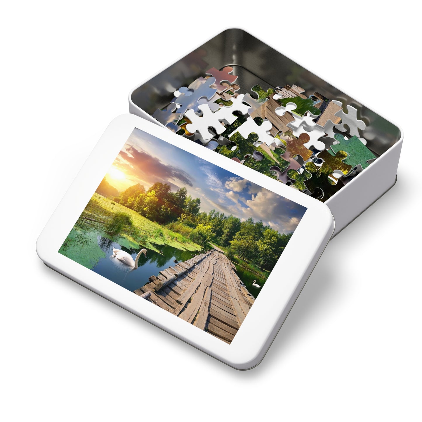 Sunset on Swan Lake Jigsaw Puzzle (30, 110, 252, 500,1000-Piece)